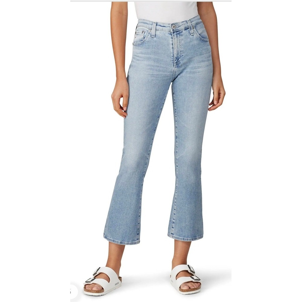 AG Adriano Goldschmied Jodi Crop High‎ Rise Slim Flare Jeans Light Wash Size 24